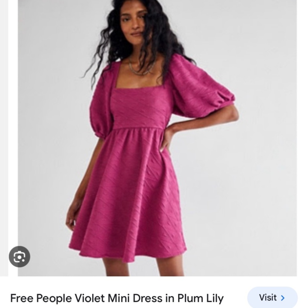 Free People Violet mini dress in plum lily pockets babydoll style L